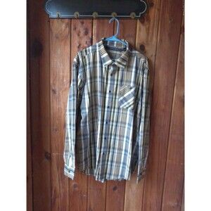 Sean John Dress Shirt 2XL Yellow Gray Plaid Long Sleeve Button Front Career